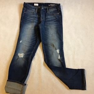 NWOT Gap straight jeans dark distressed 30R great jean